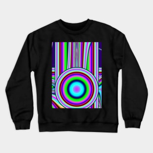 Trippy Multicolor Striped Circle and Curves Fractal Design Crewneck Sweatshirt